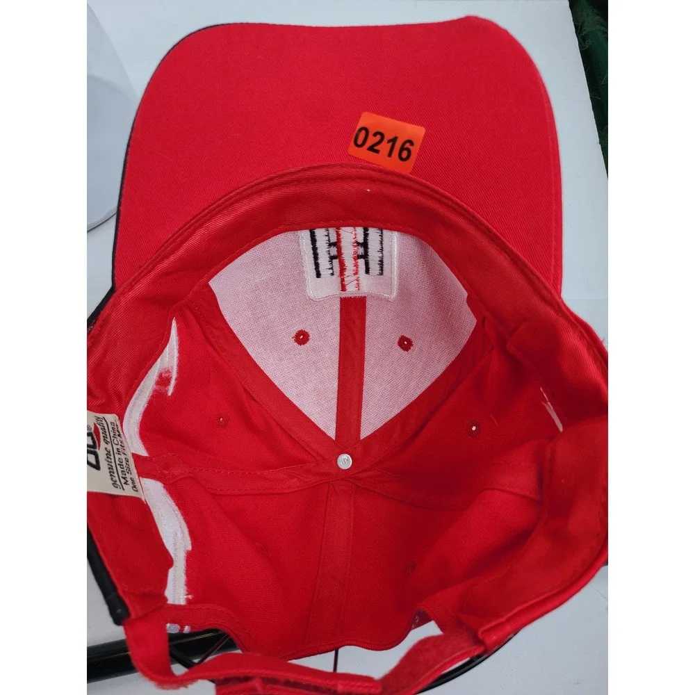 International Harvester IH Red Racing Baseball Cap Hat Unkefer Equipment Co OSFM